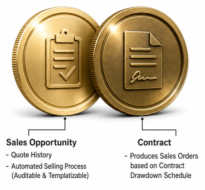 Single Record Sales Opportunity and Sales Order Ledger Coin Visualization