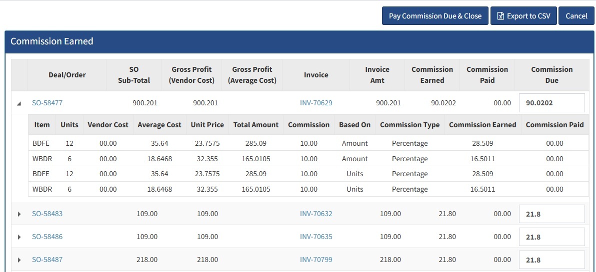 BizAutomation Line Item Gross Profit Sales Commission Calculation and Deal Audit Trail