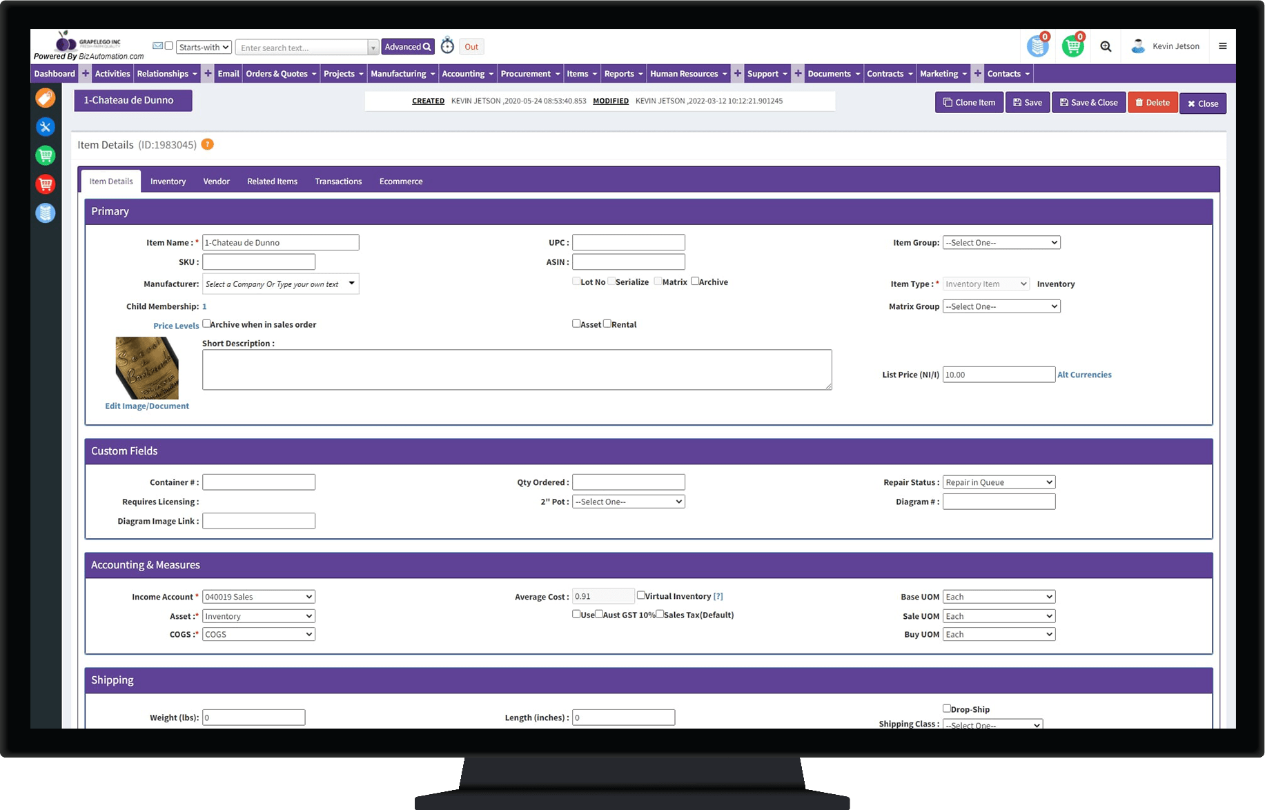 Inventory & Non-Inventory Management