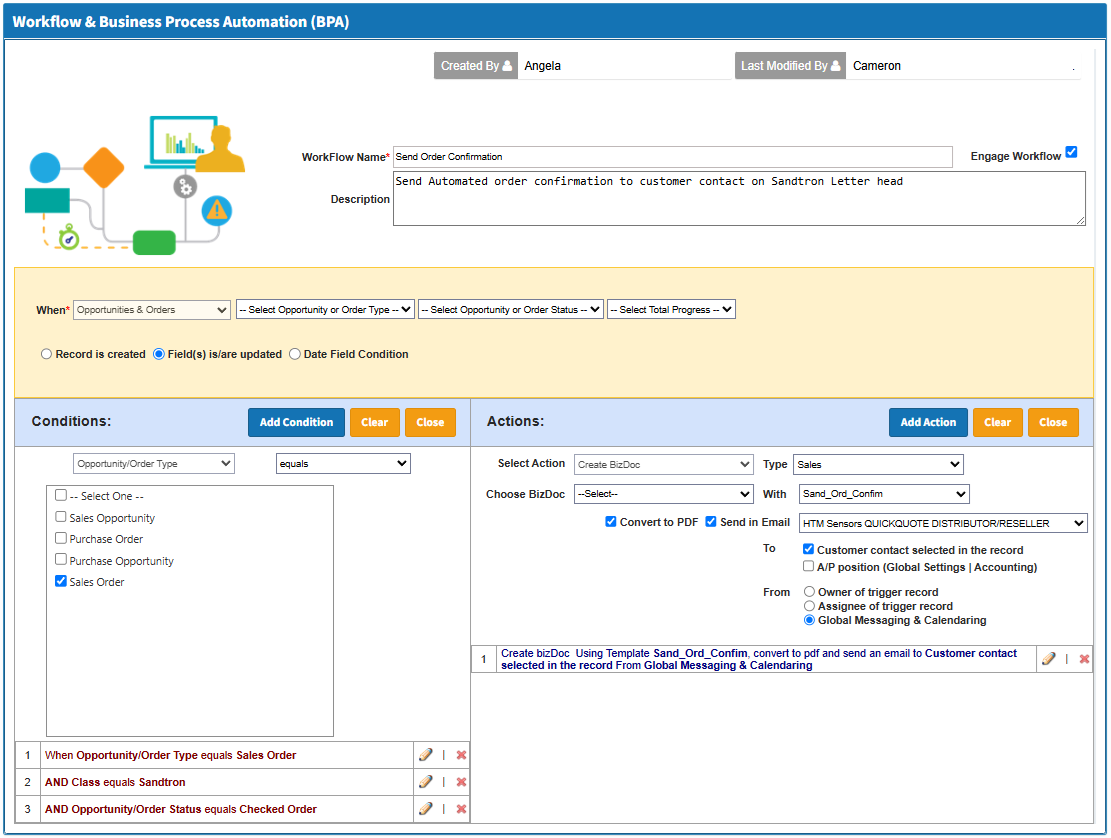 BizAutomation No-Code Workflow Automation Configuration Wizard and Central Rule Grid