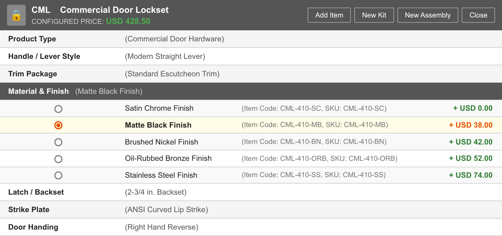 Product Configurator and CPQ Software Interface