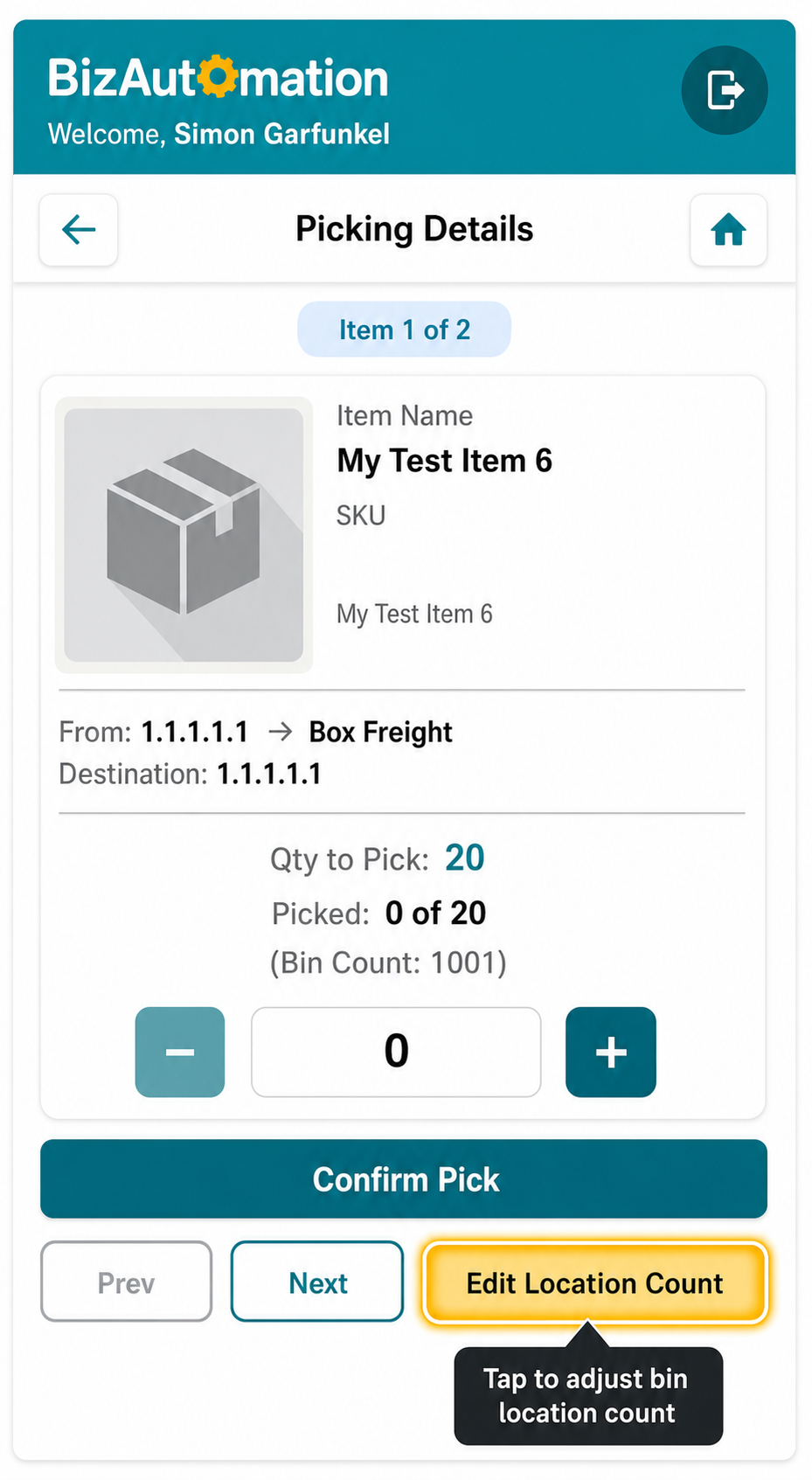 Real-time Inventory Reconciliation and Edit-on-Pick Logic