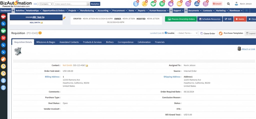 BizAutomation Automated Purchase Requisition Pipeline Management Dashboard