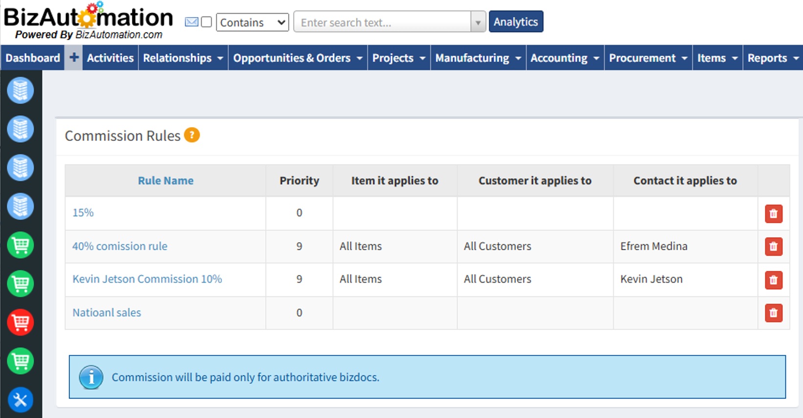 BizAutomation Sales Commission Rules Engine and Multi-Tiered Compensation Matrix