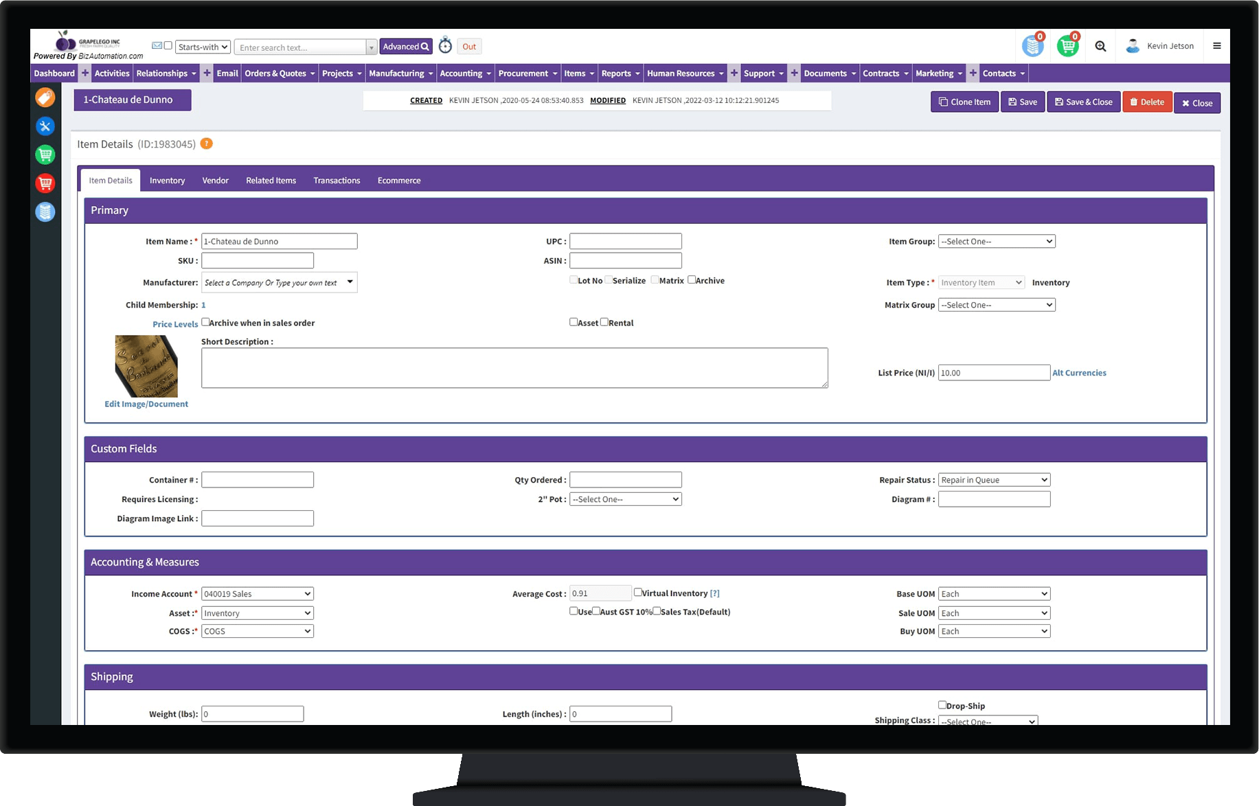 Inventory & Non-Inventory Management